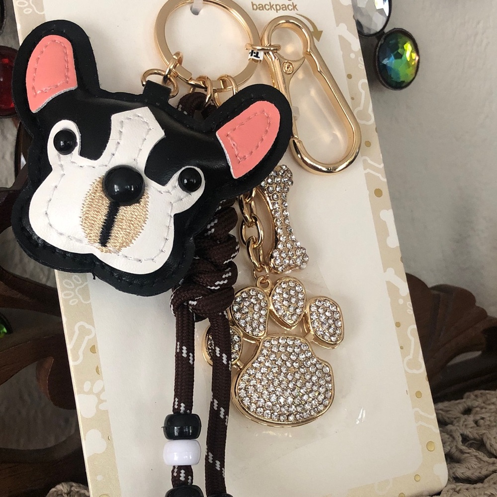 NWT Piper K Dog & Sparkly Paw Print & Bone Handbag Charm/Keychain - Picture 3 of 6